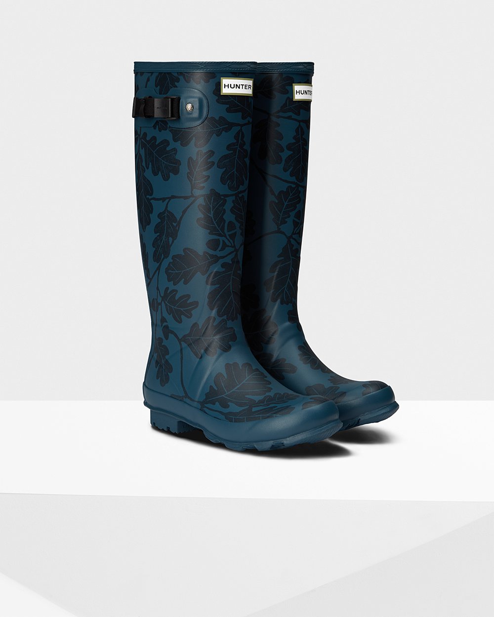 Womens Tall Rain Boots - Hunter National Trust Print Norris Field (21ESVDPMR) - Blue